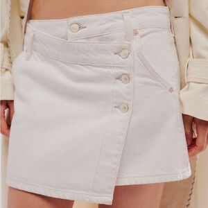 Free People white denim mini skirt